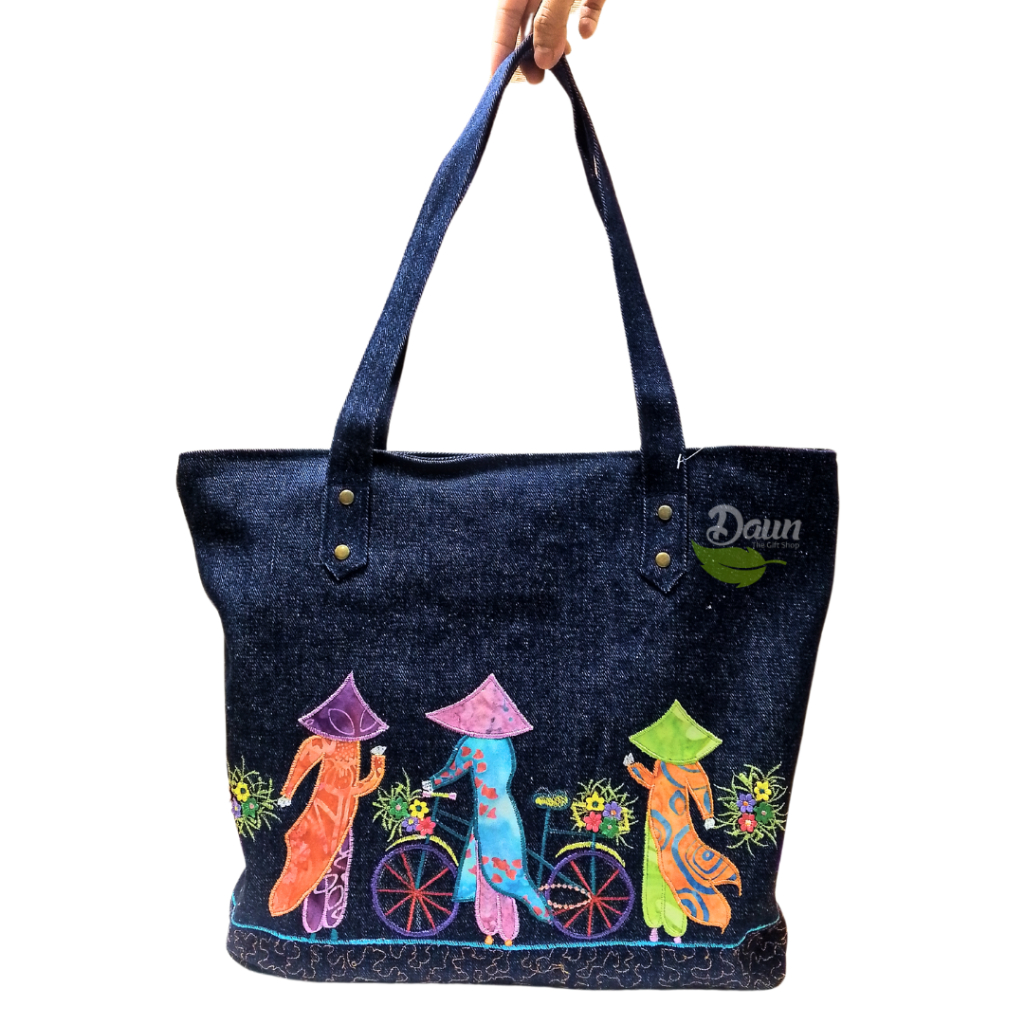 Tote Bag Jeans Bordir | Tas Perca handmade | Tas wanita