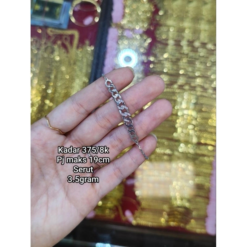 GELANG SERUT EMAS PUTIH 375/8K GELANG SERUT SISIK NAGA EMAS PUTIH GELANG SISIK NAGA KECIL RINGAN