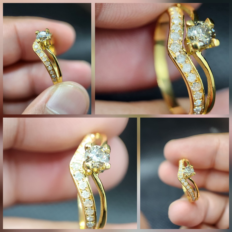 Cincin Wanita Termurah Motif V / Cincin berlian Wanita / Cincin Emas Wanita / Berlian banjar