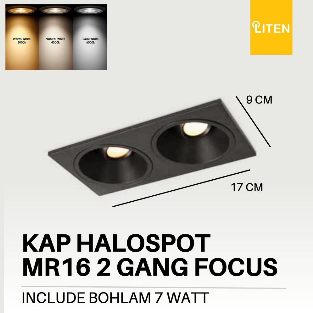 Rumah Lampu Spotlight Halogen Double Fitting MR16 LED 7w 7 watt Tusuk HALOSPOT FOCUS SERIES