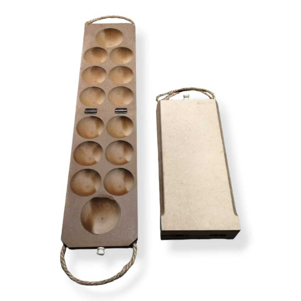 MUL Papan Congklak Kayu Lipat Polos Plus Biji Kerang100 Pcs