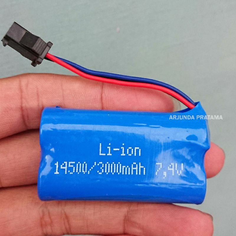 Baterai Li-ion 7,4v 3000 mah 3 pin.  Upgrade WPL / MN