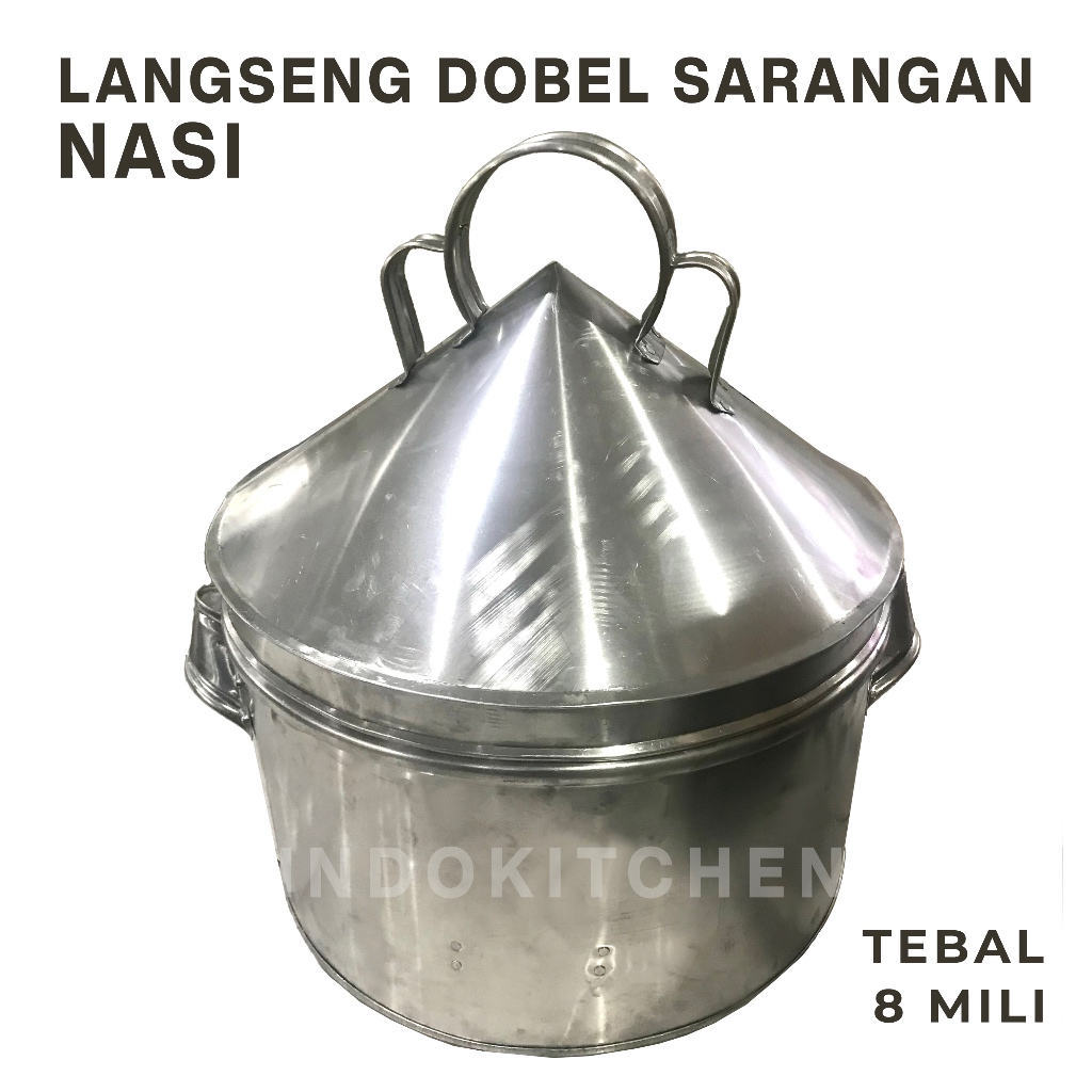 Langseng Aluminium Dobel Sarangan Dandang Pengukus Nasi Tebal