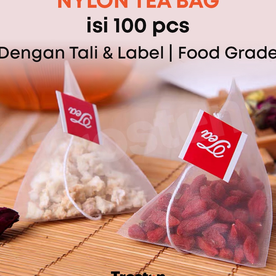 KF7 Trosten Nylon Tea Bag 1 pcs Dengan Tali  Label Food Grade  Kemasan Teh Nilon Nylon Bag For Tea L