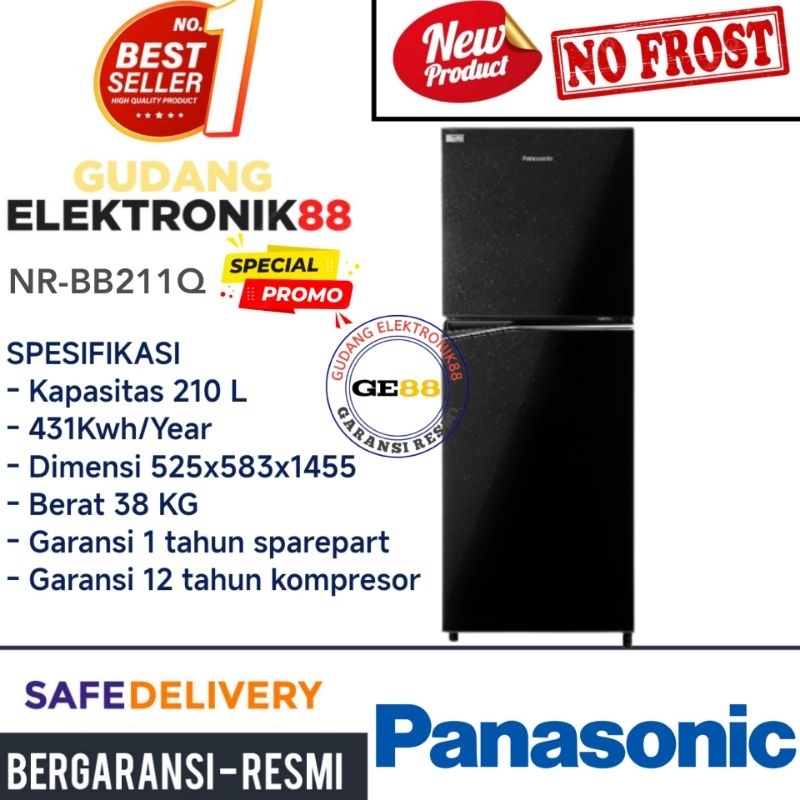 Kulkas PANASONIC 2 Pintu Panasonic NR-BB211Q-PK Lemari Es Panasonic Kulkas Murah Promo Gratis Ongkir