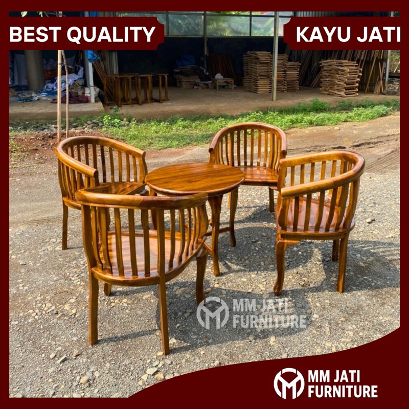 Kursi Teras Betawi Kayu Jati 4 kursi Kualitas Terbaik