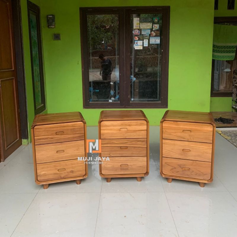 nakas meja kamar tidur minimalis kayu jati