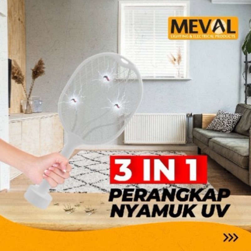 MEVAL Raket Nyamuk 3 in 1 Multifungsi Perangkap Nyamuk UV