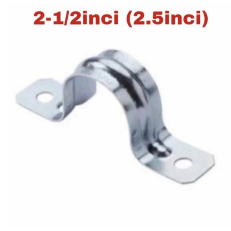 klem plat besi 2-1/2 inchi / clamp iron / klem pipa plat model U 2.5 inchi