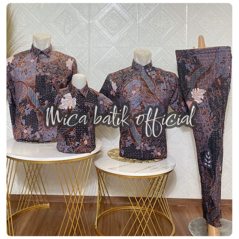Batik keluarga | Batik couple keluarga modern | Kemeja batik pria modern couple ayah anak lengan pan