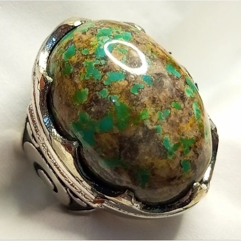 BATU CINCIN PIRUS PERSIA NATURAL HIJAU TOSKA URAT EMAS JUMBO LAWAS