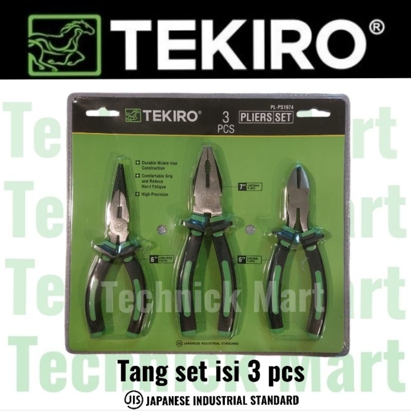 Tang TEKIRO PL-PS1974 tang set isi 3 pcs tang kombinasi 7" potong 6" lancip 6"