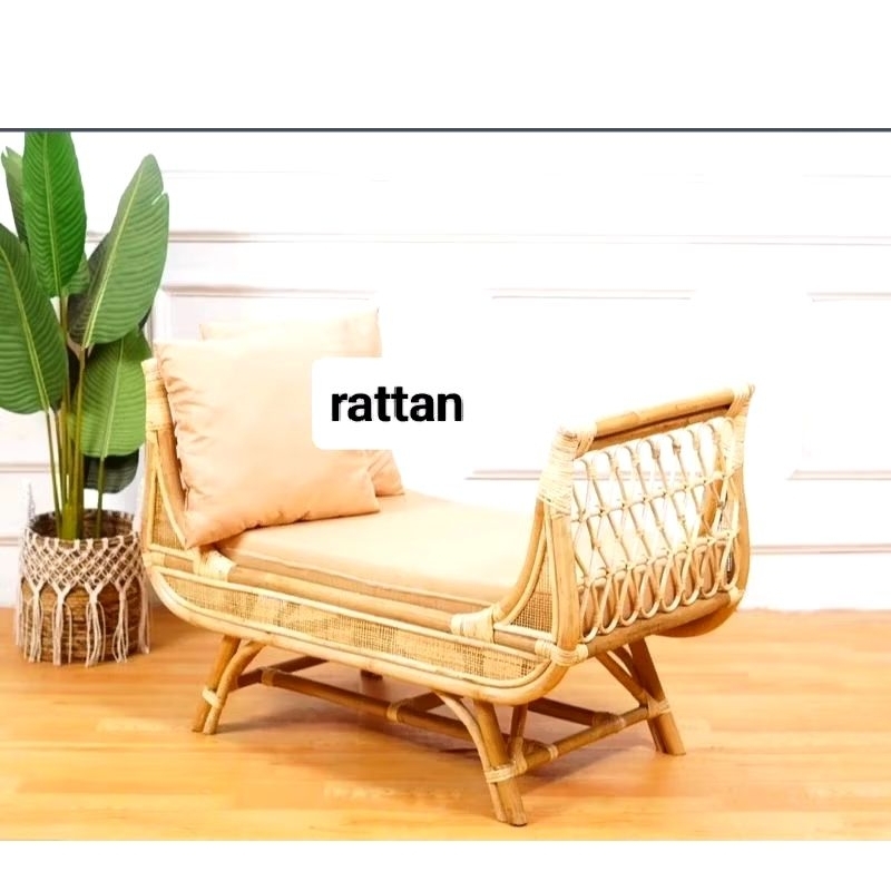 Kursi sofa 2 seater rotan alam