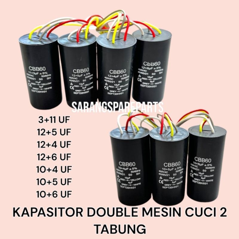 KAPASITOR MESIN CUCI CBB60 ORIGINAL / KAPASITOR DOBEL MESIN CUCI CBB60 ORIGINAL / KAPASITOR UNTUK ME