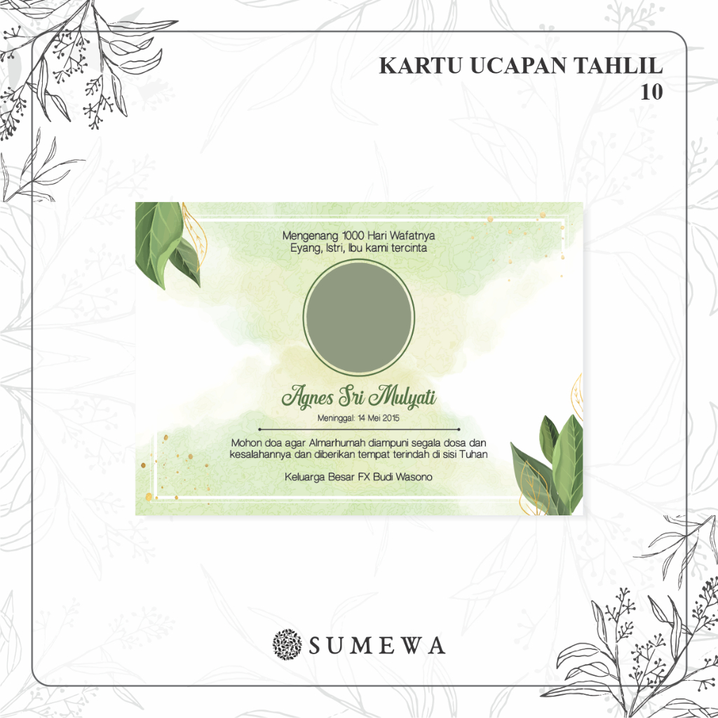 Kartu Ucapan Tahlilan / Kartu Ucapan Peringatan Meninggal 40 Hari / Kartu Ucapan Peringatan 1000 Har