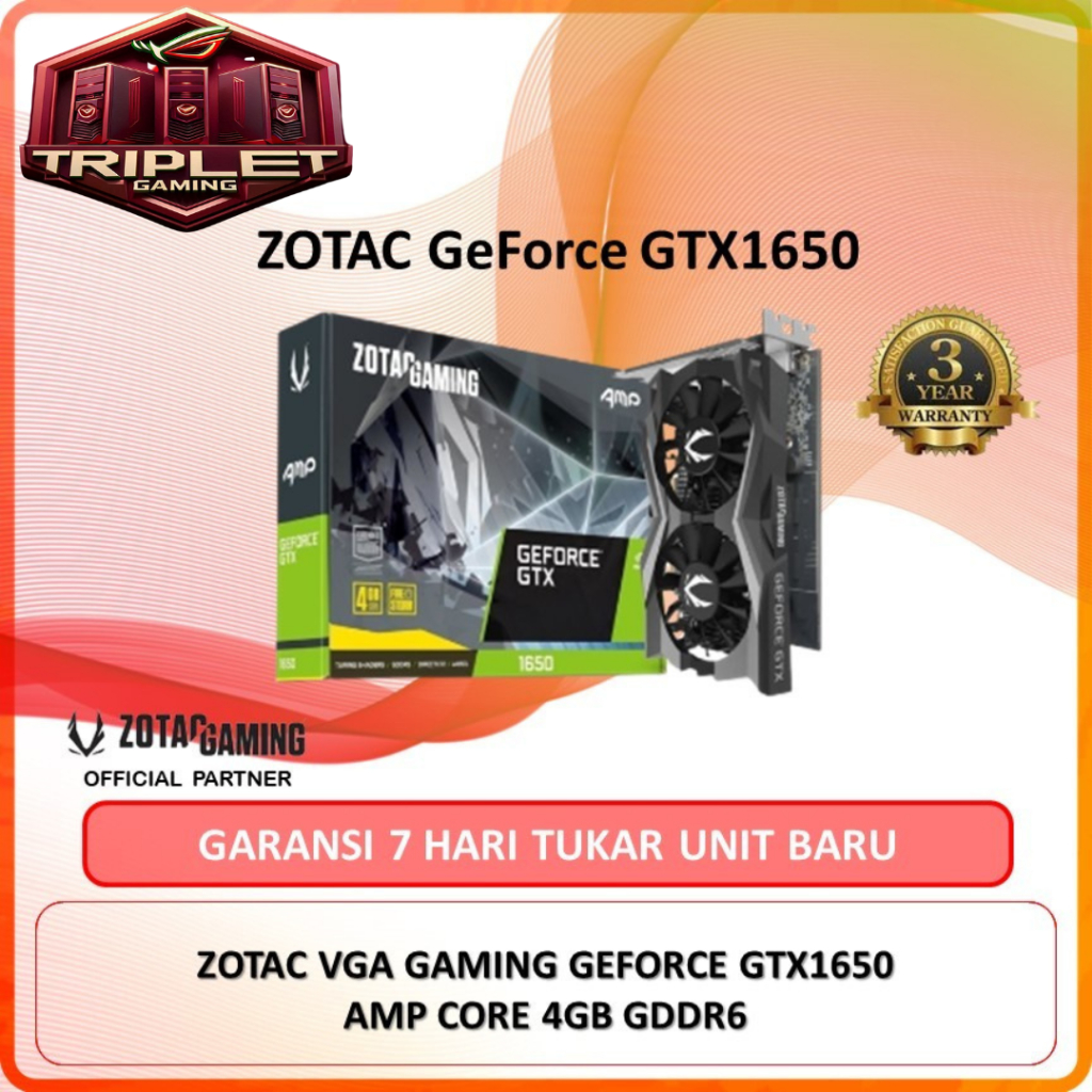 ZOTAC VGA GAMING GEFORCE GTX1650 AMP CORE 4GB GDDR6