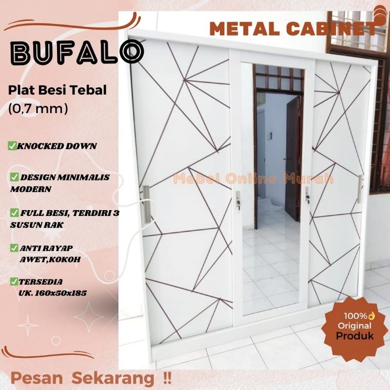 Lemari Full Sliding 3PJumbo 160 / Lemari Besi Pintu Geser besar / Lemari Baju Besi 3Pintu Sliding Se