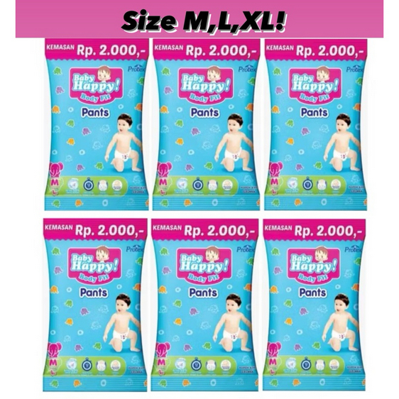 Baby Happy Pants Sachet M , L , XL | Popok Bayi | Popok celana sekali pakai | Rencengan