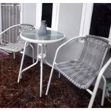 INFORMA - Colorado Set Meja Kaca & Kursi Teras Rotan Sintesis