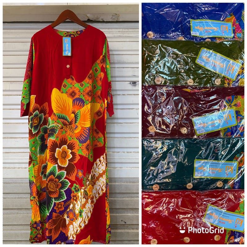 DASTER TANGAN 7/8 KENCANA UNGU BAJU DASTER WANITA KENCANA UNGU LEBEL BIRU ASLI BATIKU