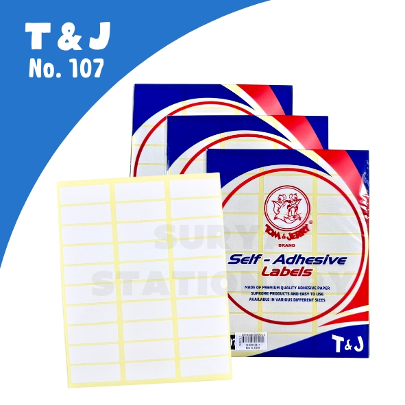 (SET) KERTAS LABEL T&J 107 POLOS / STIKER NAMA / STIKER LABEL HARGA / STIKER KERTAS