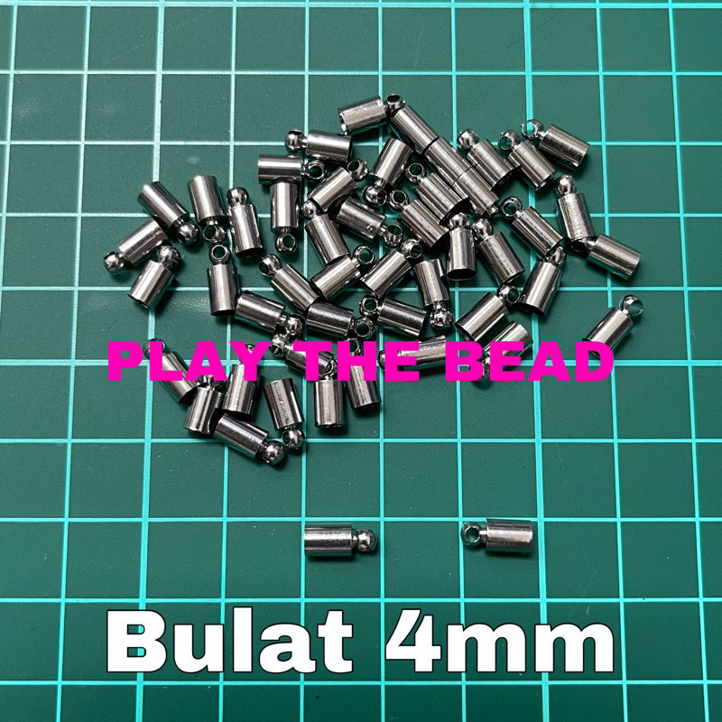 Penjepit Tali Model Bulat 4mm, End Caps untuk tali 3mm