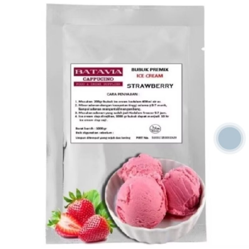 

BUBUK ICE CREAM RASA STRAWBERY 500 GRAM/ES KRIM POWDER HARD/SOFT