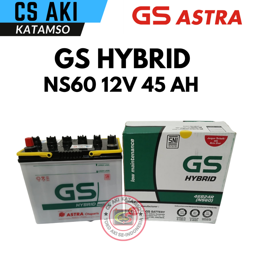 GS Hybrid NS60 45 Ah Aki Mobil Avanza, Xenia, Granmax, Terios, Apv