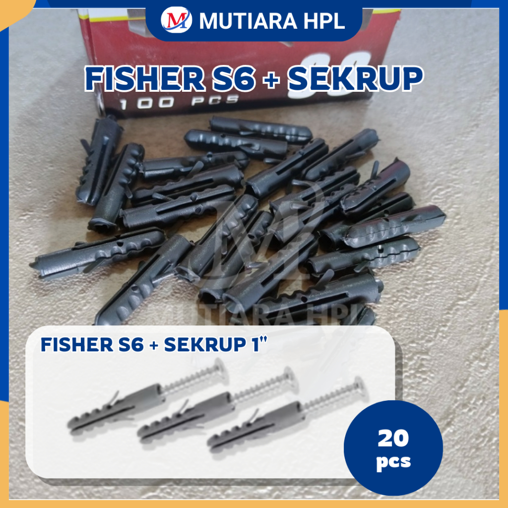 Fisher dan Sekrup Dinding S6 + Skrup 1in / Fastener Plug Dinding / Visher