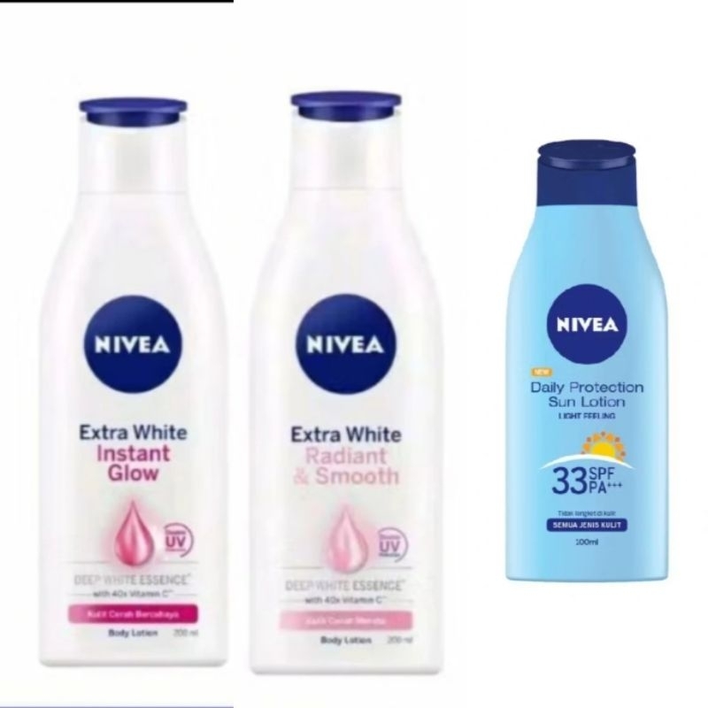 Nivea Body Lotion Extra Bright Instan Glow 200ml | Nivea Extra White Radiant & Smooth 200ml | Nivea 