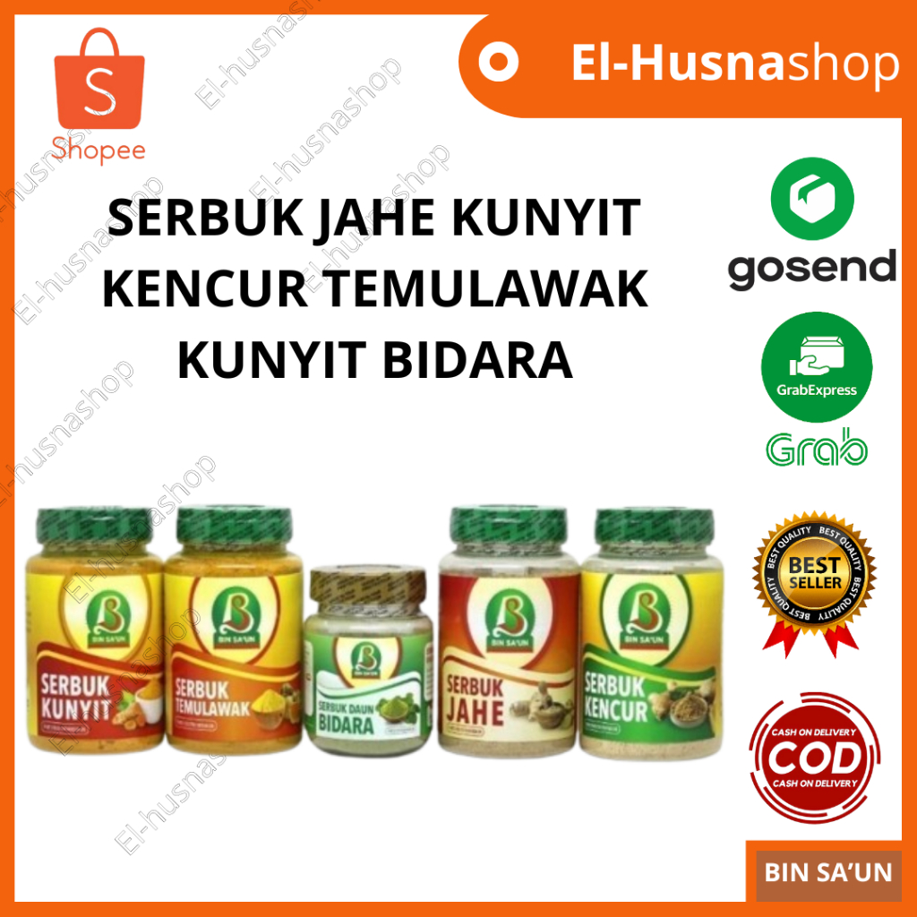 

Serbuk Jahe Kunyit Temulawak Bidara Kencur 100% Asli Murni Tanpa Campuran 120gr Bin Saun