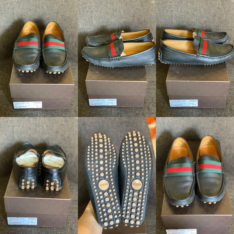 Gucci Men Loafers Slip On Leather Black - Size 8