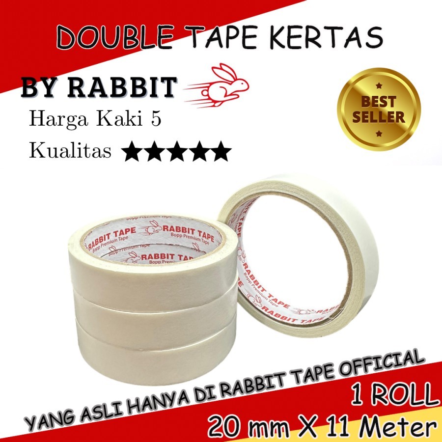 

Double Tape Kertas RABBIT TAPE 1 inch x 12 yard / 20 mm x 11 meter