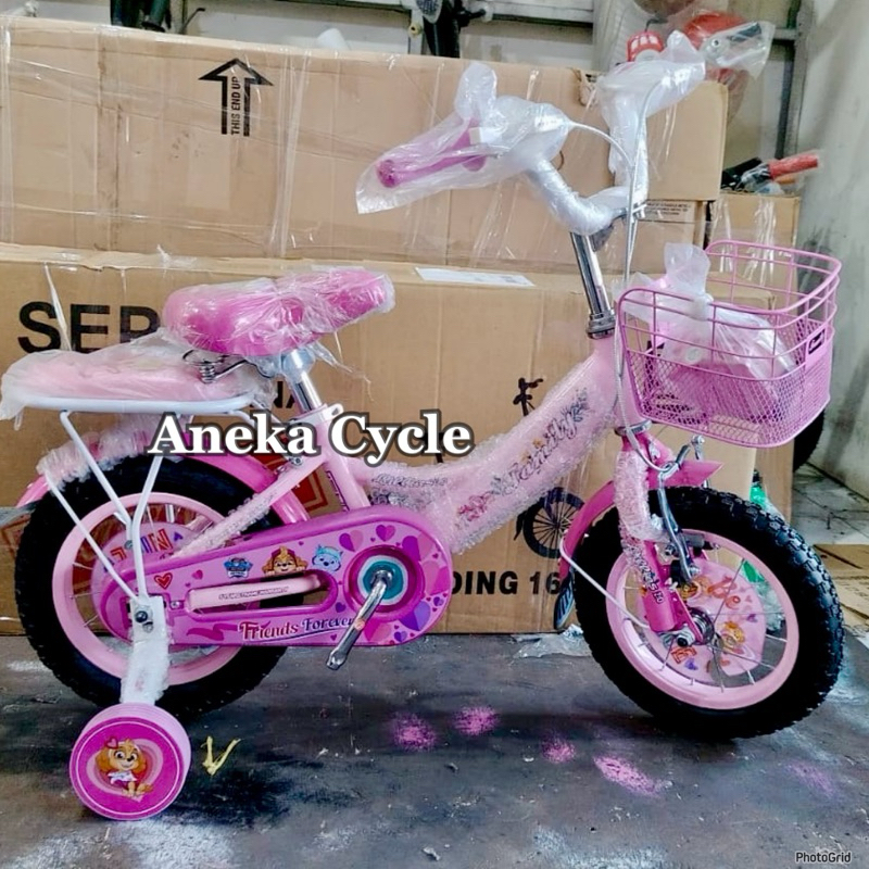 Sepeda Anak Perempuan Roda Empat Mini Family Lilies 12 Inch