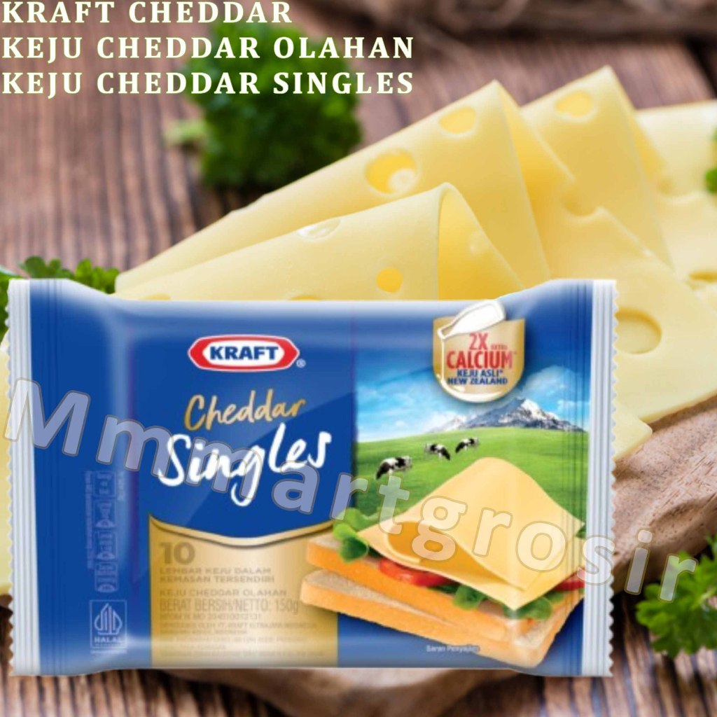 

Kraft Singles / Keju Cheddar Olahan / Keju Cheddar Lembar / Isi 10 Slices / 150gr