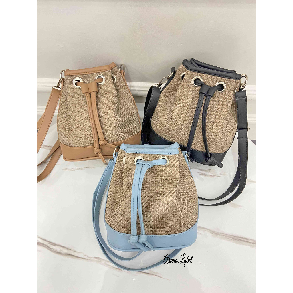 Aruna-Tas selempang serut wanita/Tas Serut ARSHA wanita Arsha /Tas kanvas/Tas korean style