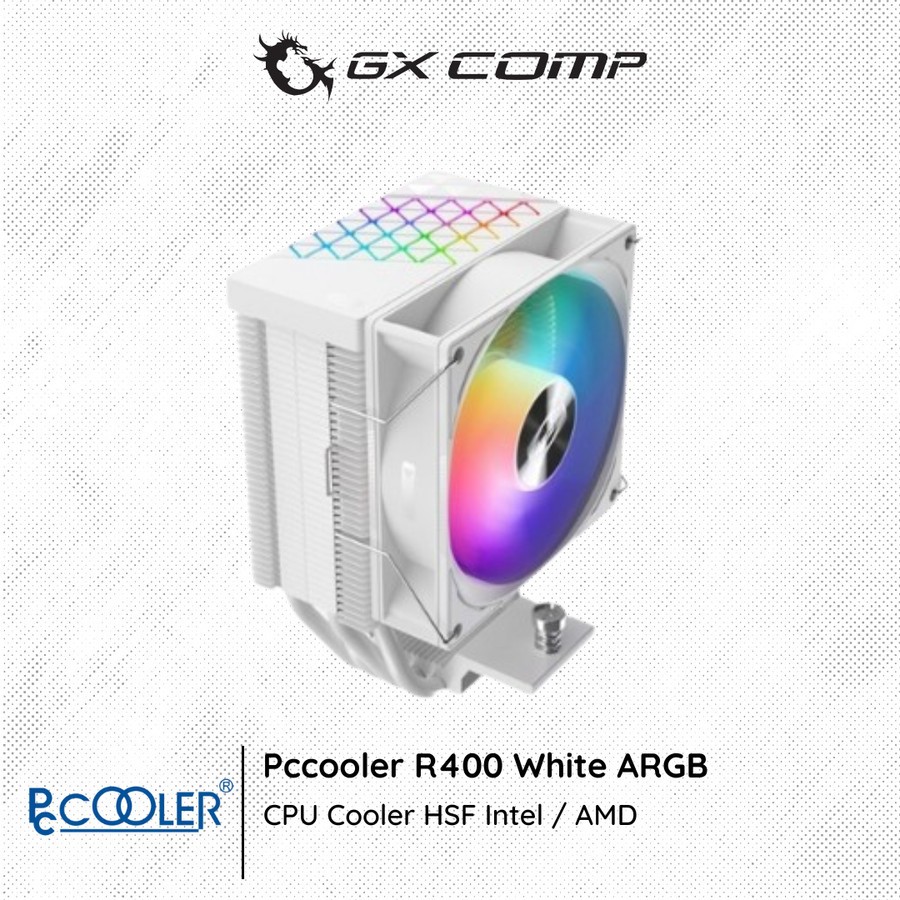 Pccooler R400 White ARGB | CPU Cooler HSF Intel / AMD