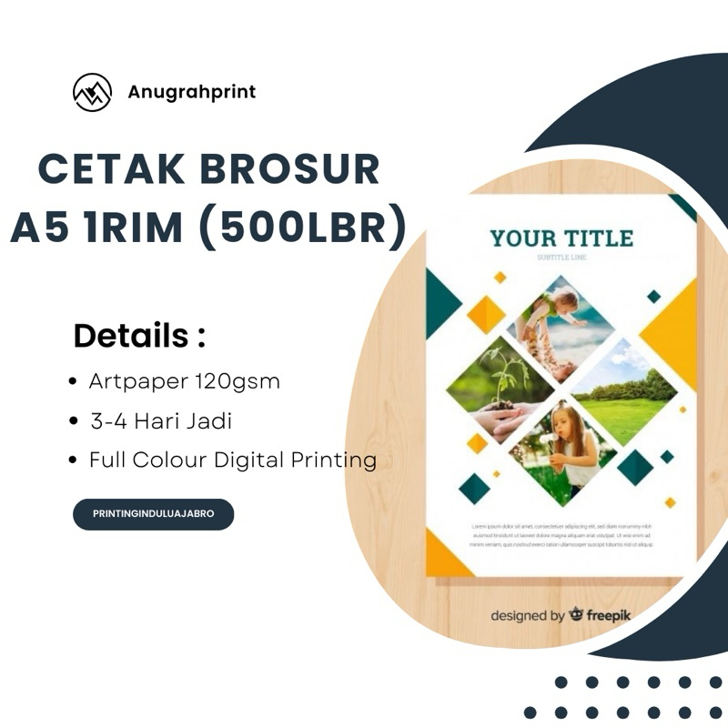 Cetak Custom Brosur Ukuran A5 1 Rim 500 Lembar Digital Printing Full Colour