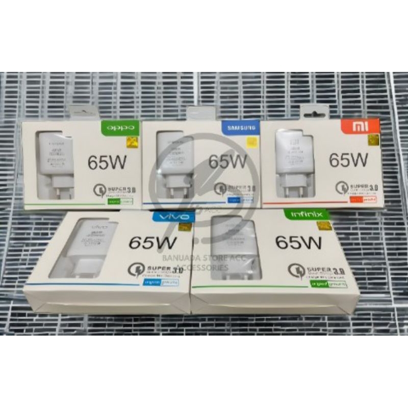 Adaptor charger branded 65 Watt Fas charger Oppo Vivo Samsung Xiaomi Infinix