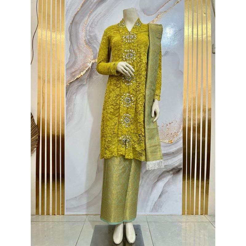 TERLARIS Setelan Kebaya Kartini Payet/Brokat Payet/Kebaya Pesta/Kebaya Cantik/Model Kartini/Kebaya