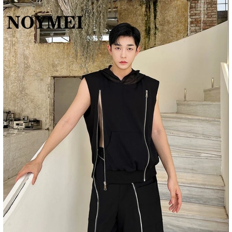 Sleeveless Hoodie Jaring Zipper