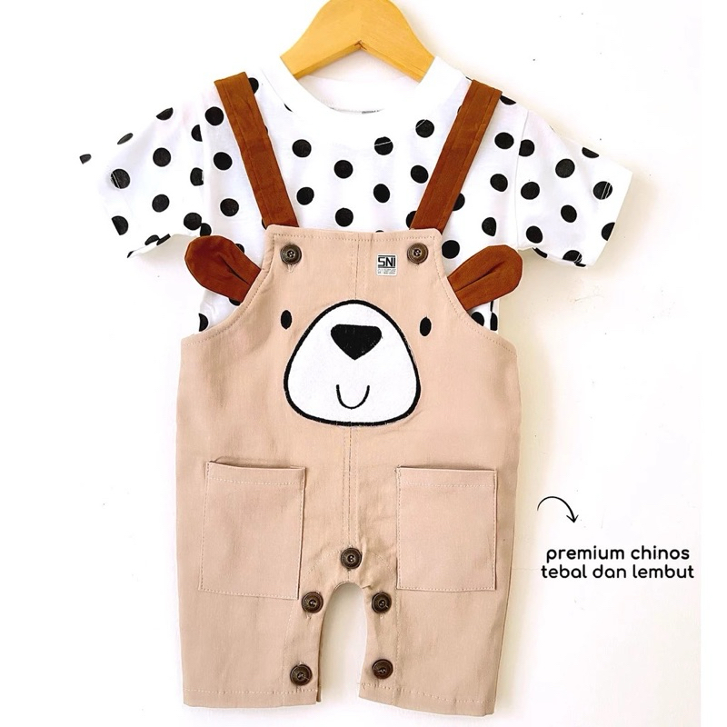 BLO-4 Overall Chinos Bear setelan jalan pergi bayi laki-laki