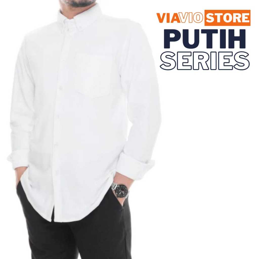 Kemeja pria lengan panjang Warna Putih Gatlemen Boy top Man casual formal polos