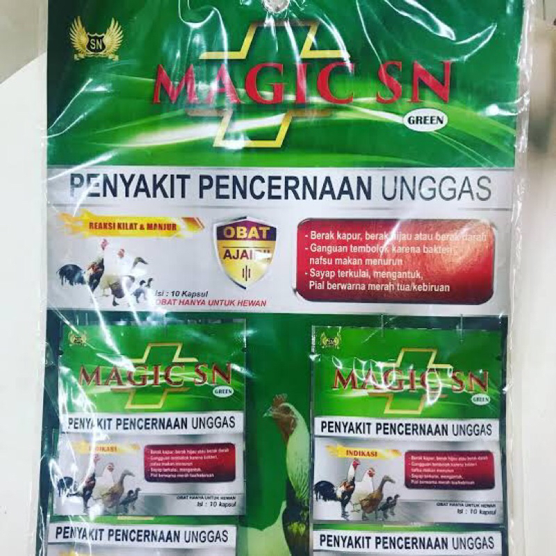 Magic SN Green Magic SN Hijau Obat Pencernaan Unggas ternak ayam entok ituk dll 5 Sachet