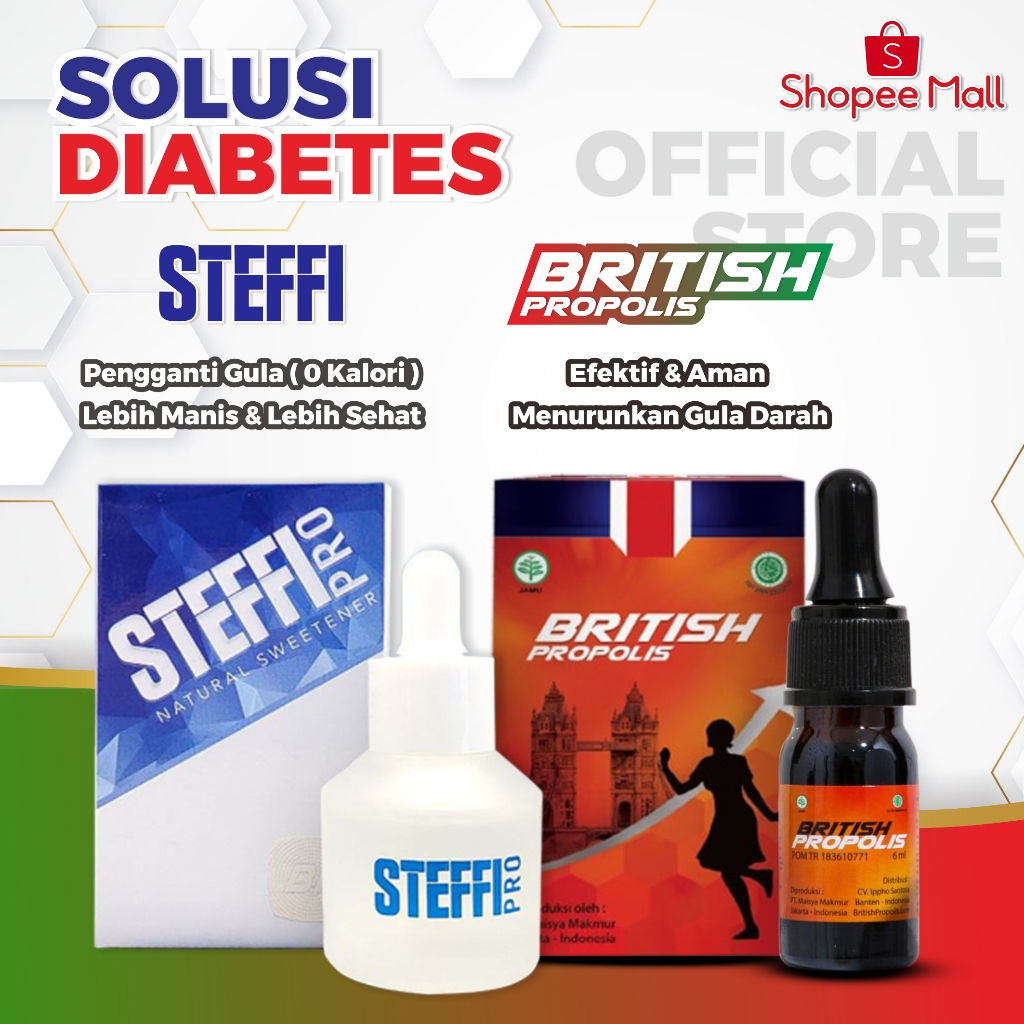 

STEFFI PRO + BRITISH PROPOLIS Solusi Diabetes Pemanis Alami Stevia 0 Kalori Propolis Obat Diabetes