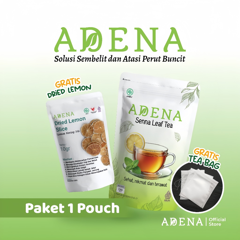 

ADENA Senna Leaf Tea Detox Usus Kotor Melancarkan BAB Menghilangkan Perut Buncit (Free Dried Lemon)