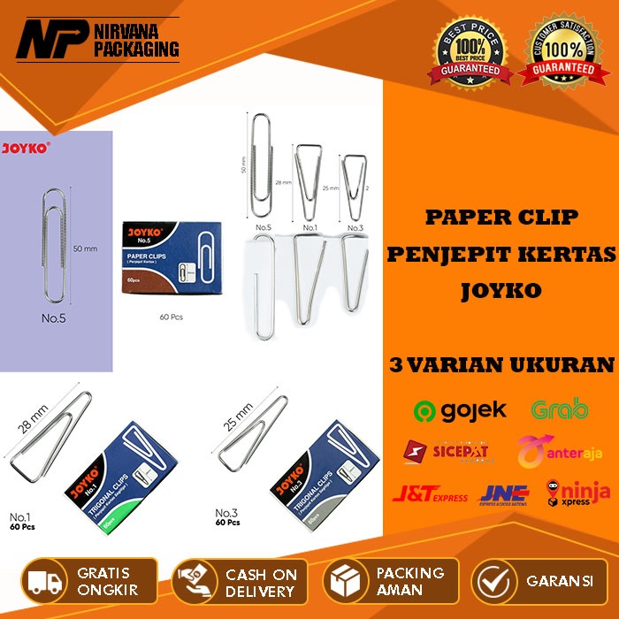 

PAPER CLIP TRIGONAL CLIP KLIP PENJEPIT KERTAS SEGITIGA NO 1 3 5 JOYKO ORIGINAL