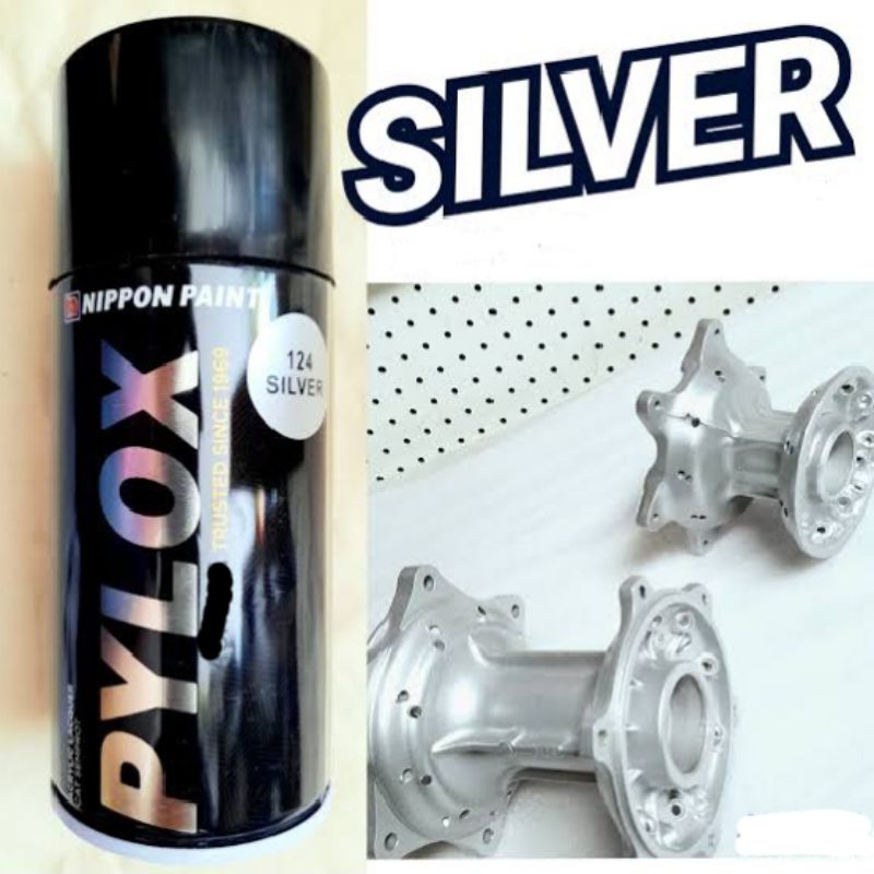 Pilok Silver Pylox Asli Cat Semprot Besi Baja Plastik Sepeda Motor Mobil Nippon Paint