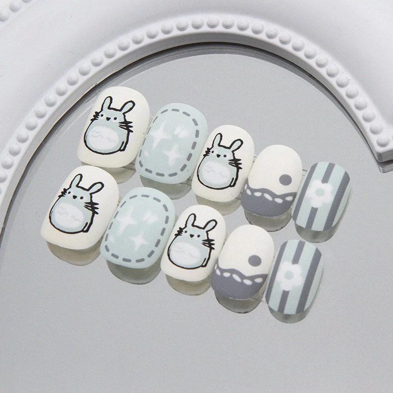 COD PRESS ON NAILS 12PCS / 24pcs KUKU PALSU PANJANG MOTIF CANTIK / FAKE NAIL KARAKTER FREE LEM/ KUKU