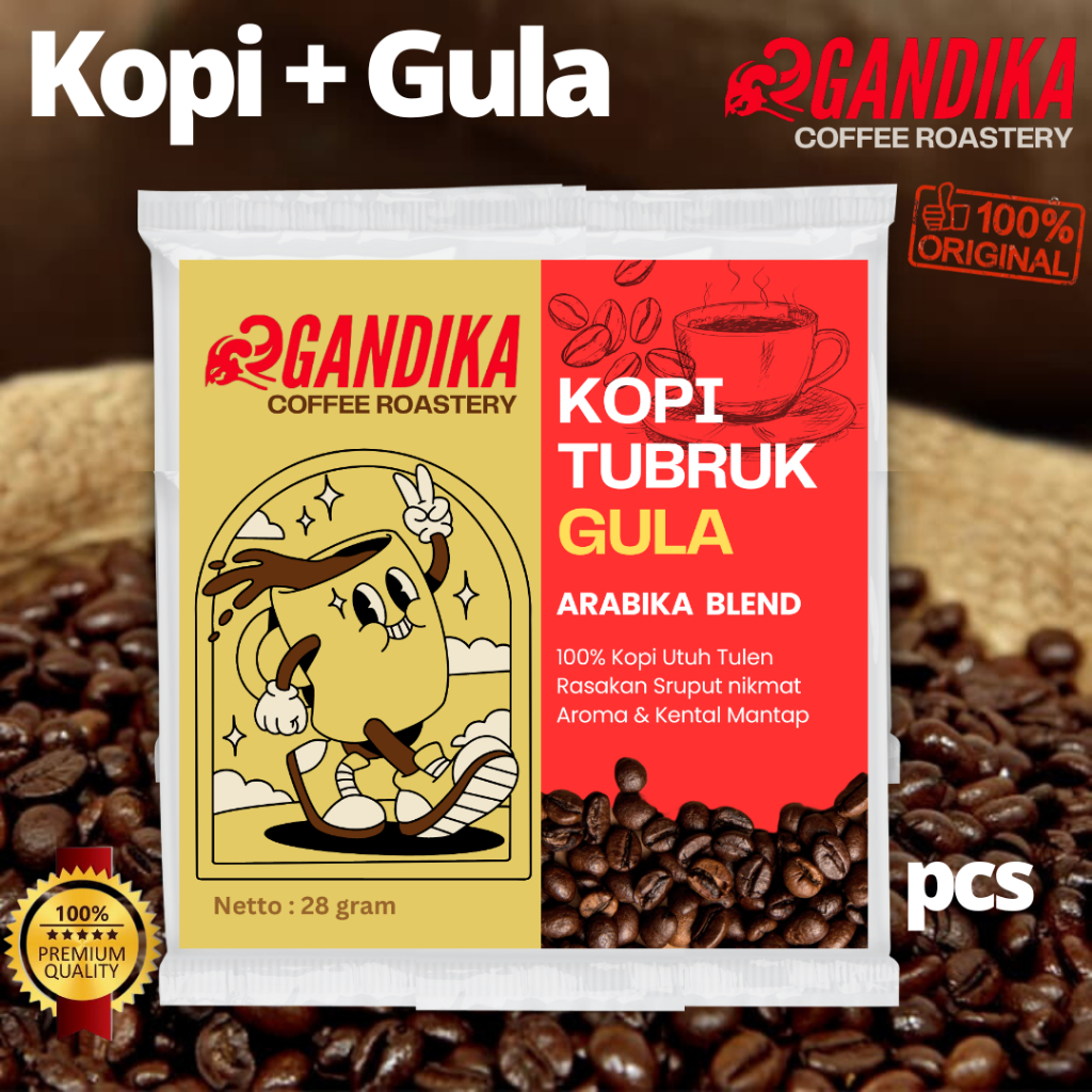 

Gandika Kopi Tubruk KOPI & GULA KOPI KHAS BOGOR 28g Sachet - Kopi Hitam Manis Kuat & Nikmat Satuan Pcs